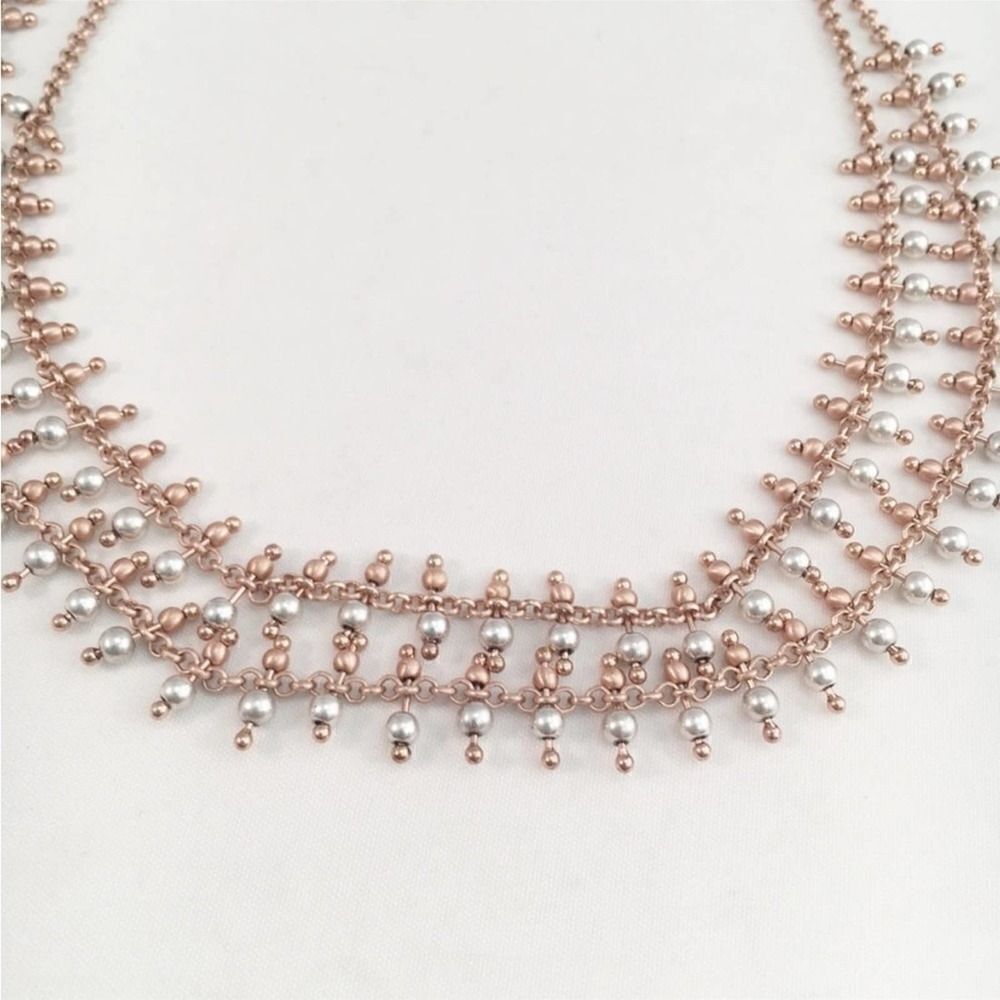 NEW Lucky Brand rose gold sead pearl double strand necklace
